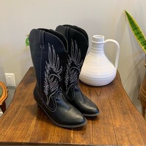 Faux Leather Cowboy Boots